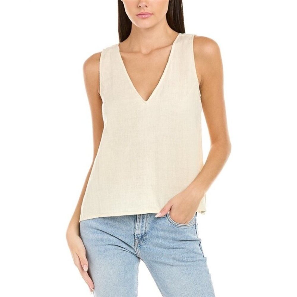 NWT Calme Johnny Was S Double V-Neck Cotton Drape Tank 114420